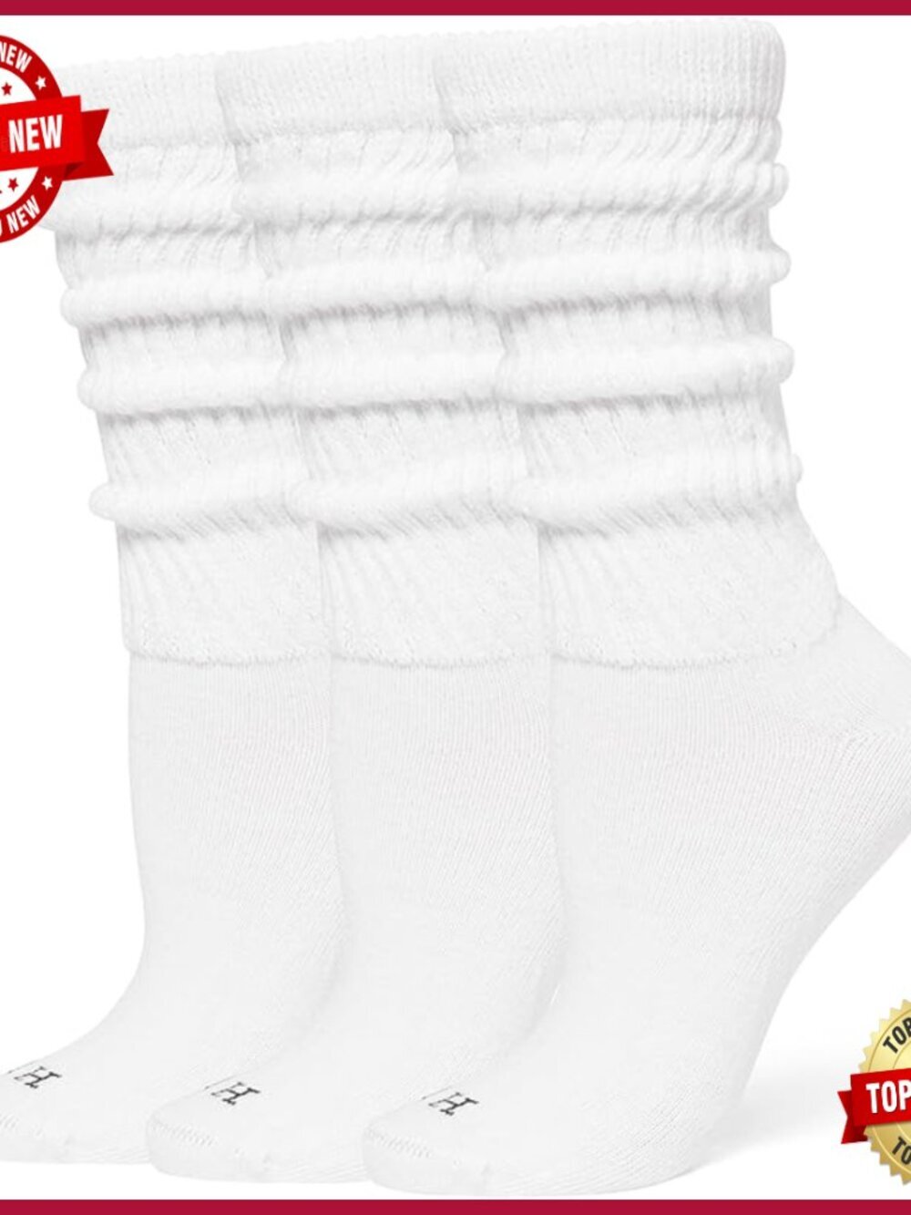 Slouch Socks Crew Boot Chunky Ribbed Cotton Scrunch 3-Pack
